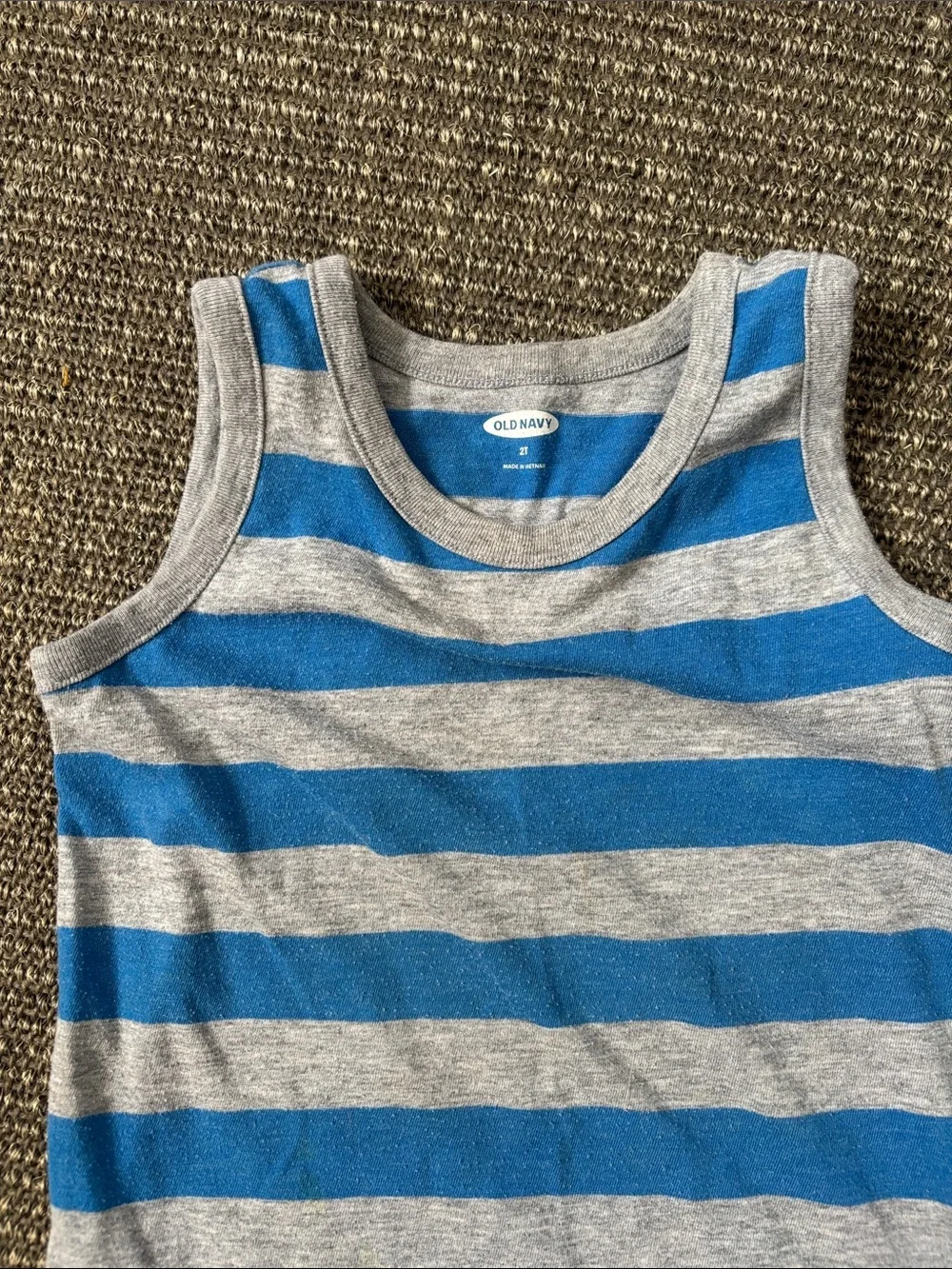 Old Navy Blue and Gray Striped Kids Tank